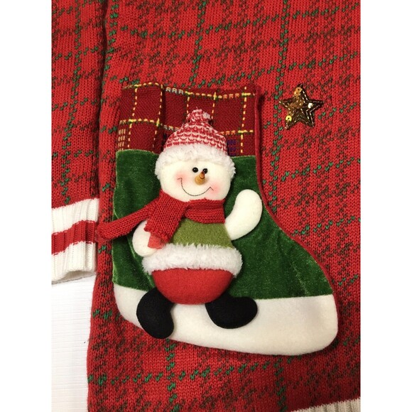 Joyland Womens Ugly Christmas Sweater Size Xl Red Stocking Sequins Santa - Picture 4 of 11